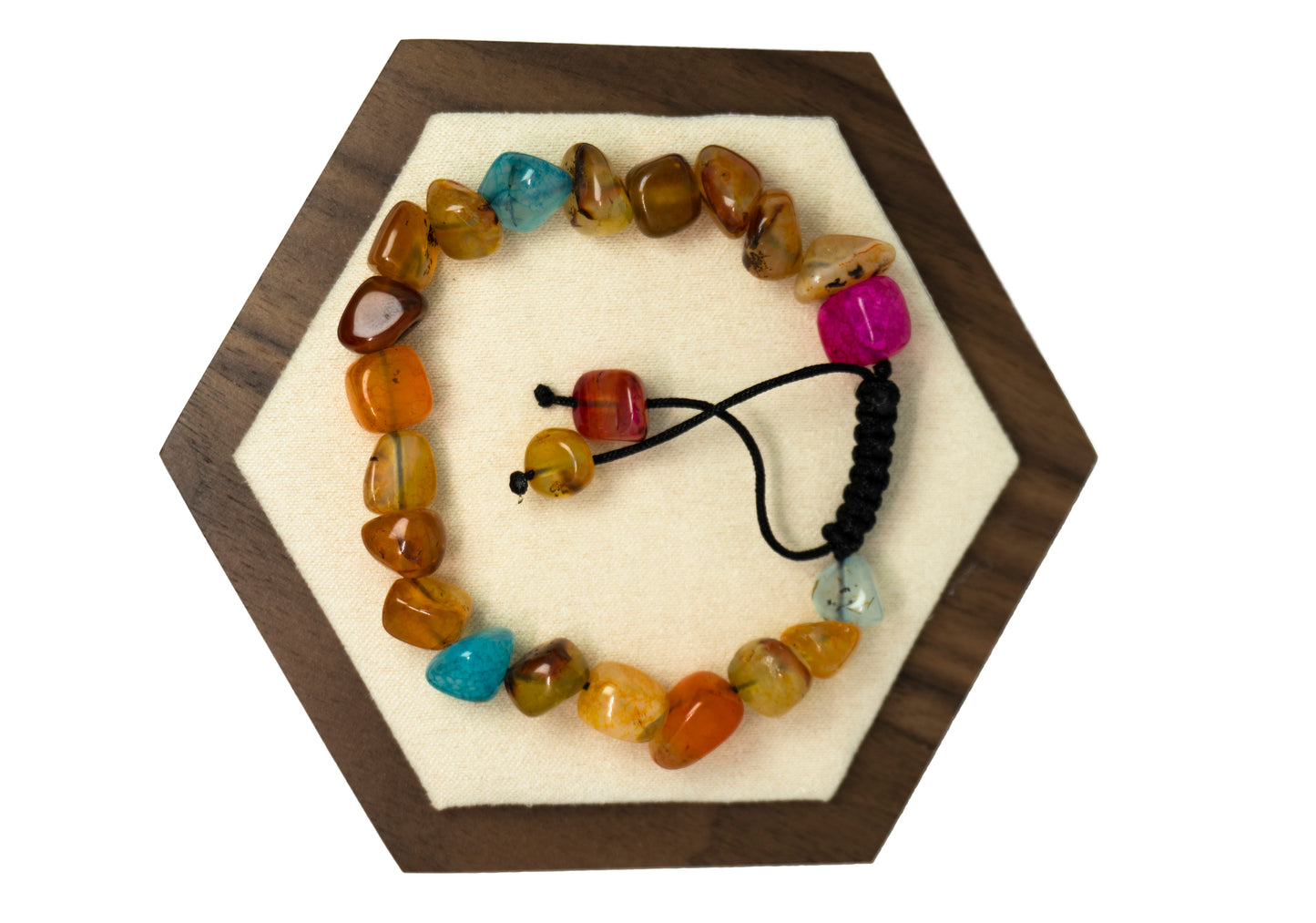 Handmade Multi-Color Agate Stone Bracelet – Adjustable Fit