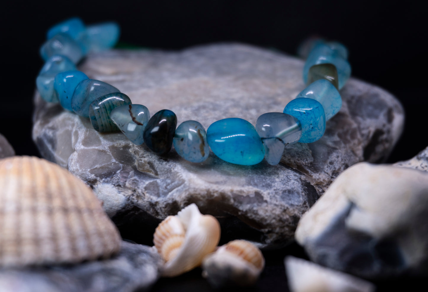 Handmade Blue Agate Stone Bracelet – Adjustable Fit