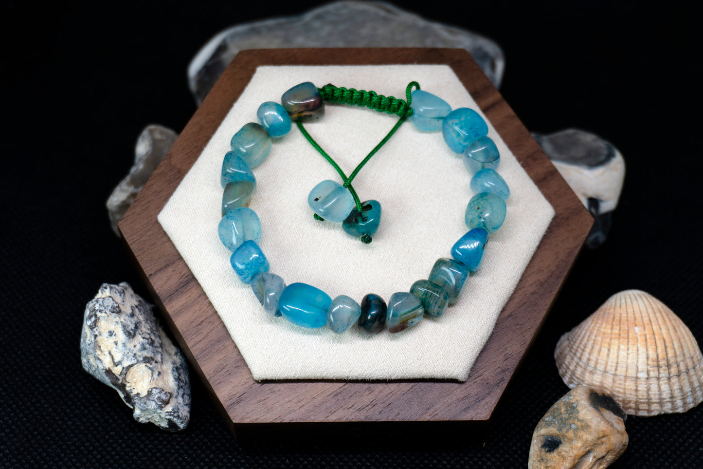 Handmade Blue Agate Stone Bracelet – Adjustable Fit