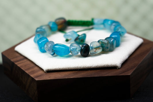 Handmade Blue Agate Stone Bracelet – Adjustable Fit