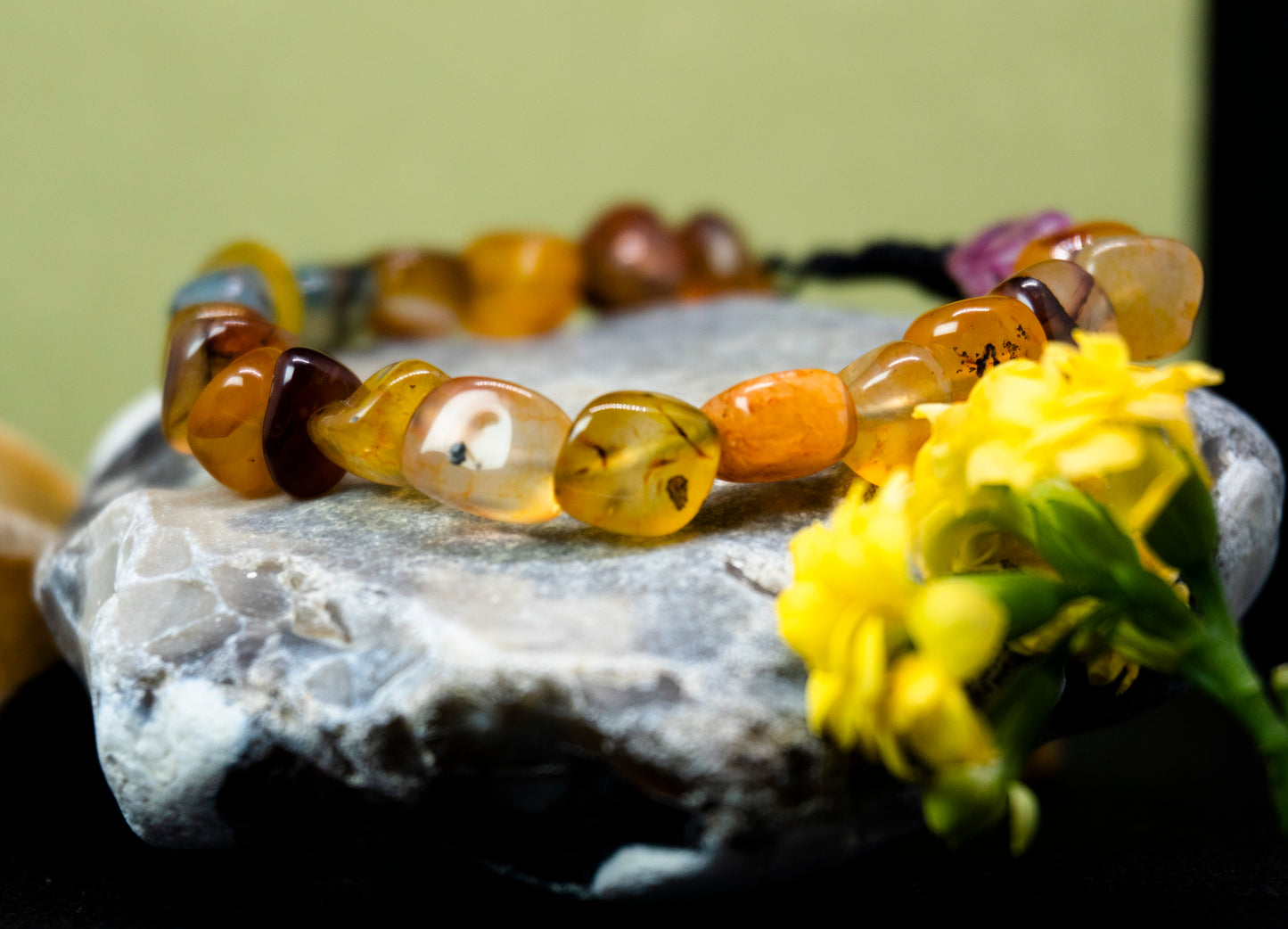 Handmade Multi-Color Agate Stone Bracelet – Adjustable Fit