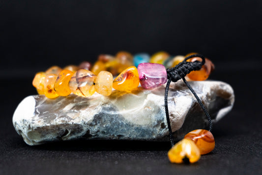 Handmade Multi-Color Agate Stone Bracelet – Adjustable Fit